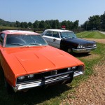 The Dukes of Hazzard- The General Lee and Barney FIfe's car in Leiper's Fork, Tennessee. 